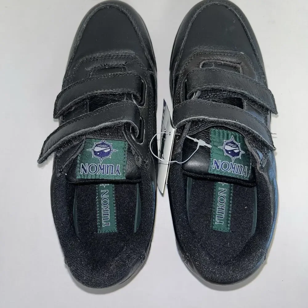 Yukon Journey Black Leather Adjustable Strap Walking Shoes Men’s 8.5